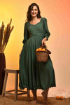 Green Flare Ruche Dress