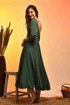 Green Flare Ruche Dress