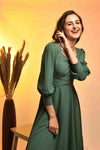 Green Flare Ruche Dress